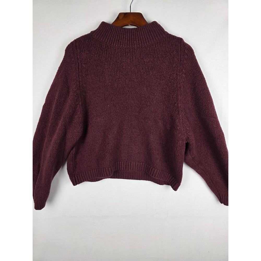 Old Navy Womens Go-Recycled Mock‎ Neck Sweater Burgundy Maroon Knit Pullover M